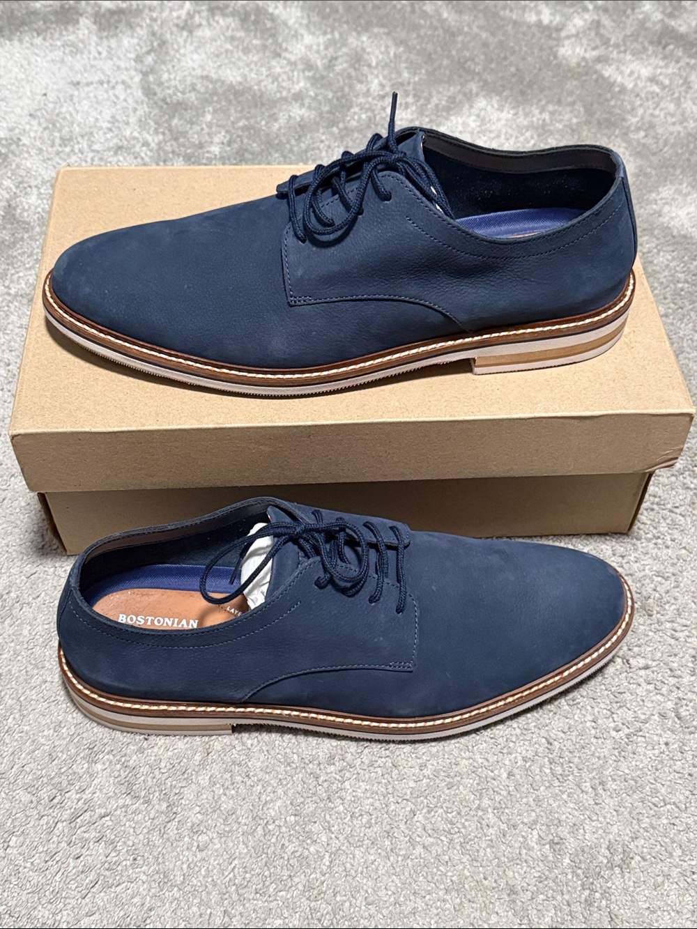 New Bostonian Commonwealth Dezmin Plain Toe Shoes Size 12 Dark Navy Blue